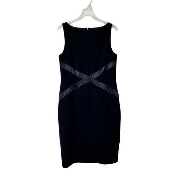 Lafayette 148 NY sheath black Dress 8 Sleeveless Straight Minimalist classic - Picture 1 of 8